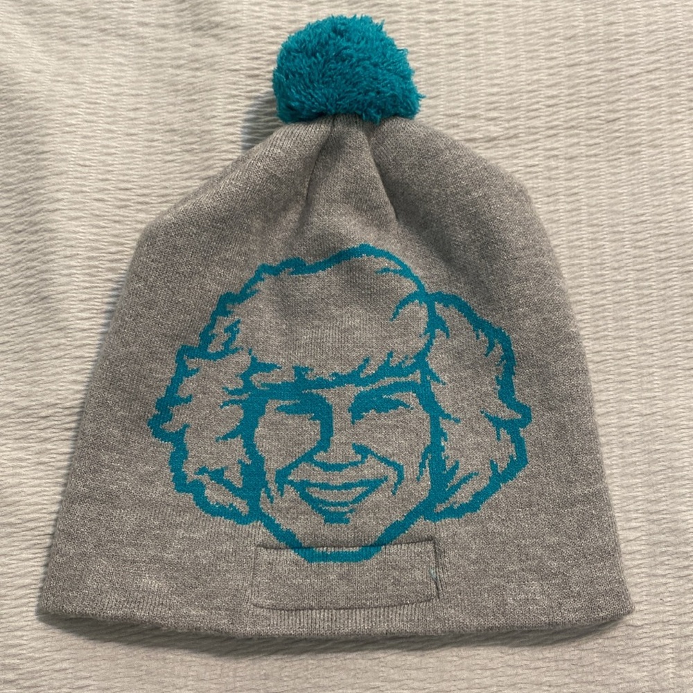 Danny Duncan Gray Beanie with Teal Graphic and Pom-Pom One Size‎